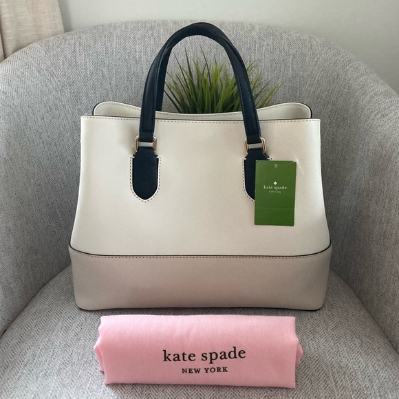 Kate Spade Saffiano Triple Compartment Color block Satchel Handbag - Picture 2 of 8